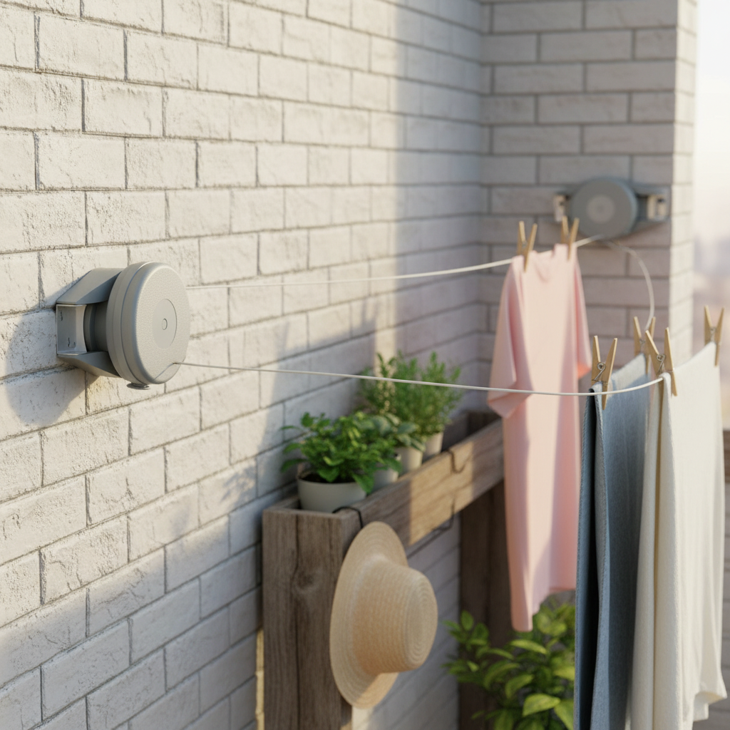 Retractable Washing Line with Swivel Wall Mount