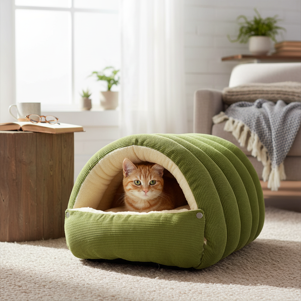 Winter Cat Bed with Removable Washable Fleece Liner