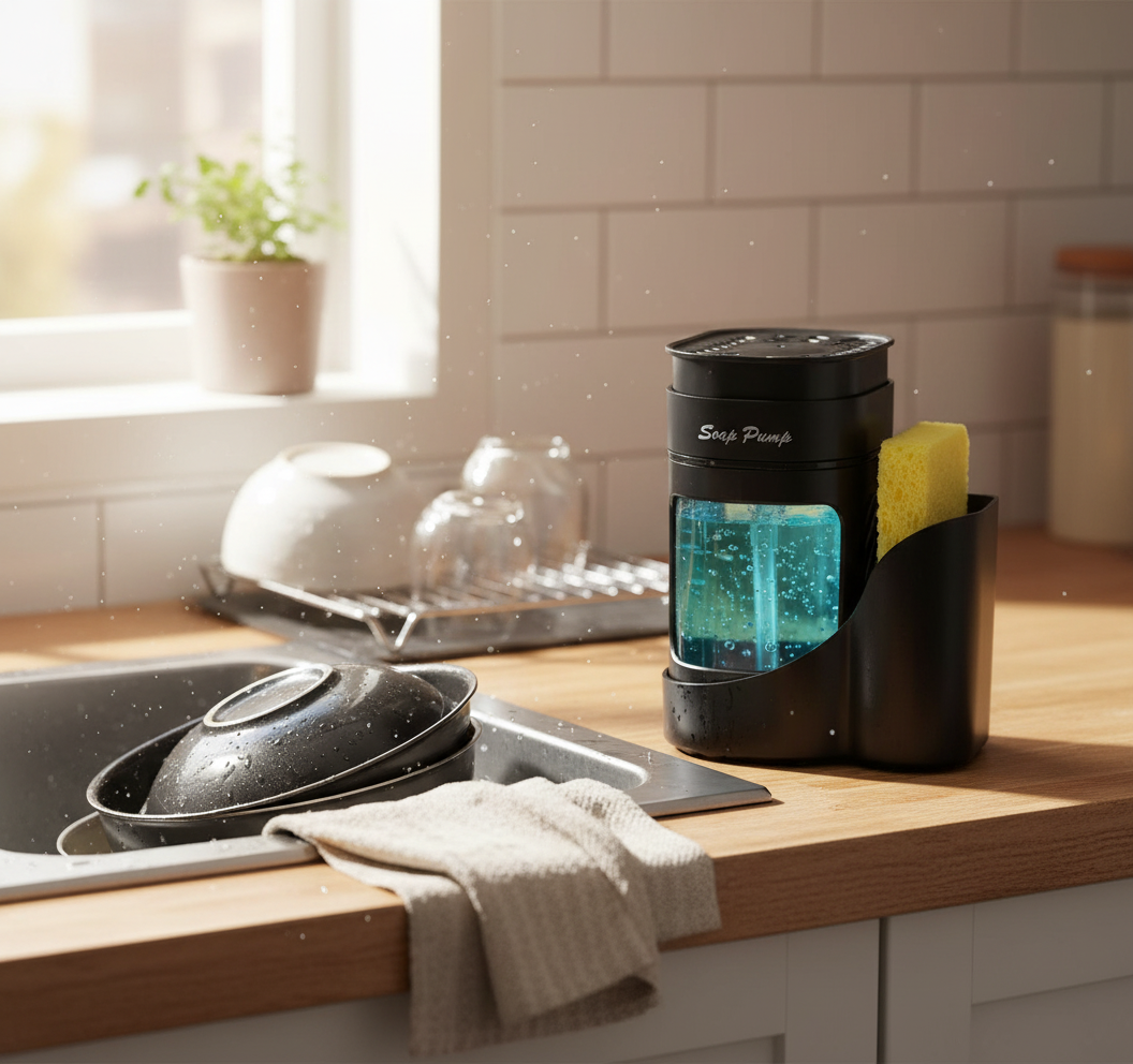 Dish Soap Dispenser with Sponge Holder