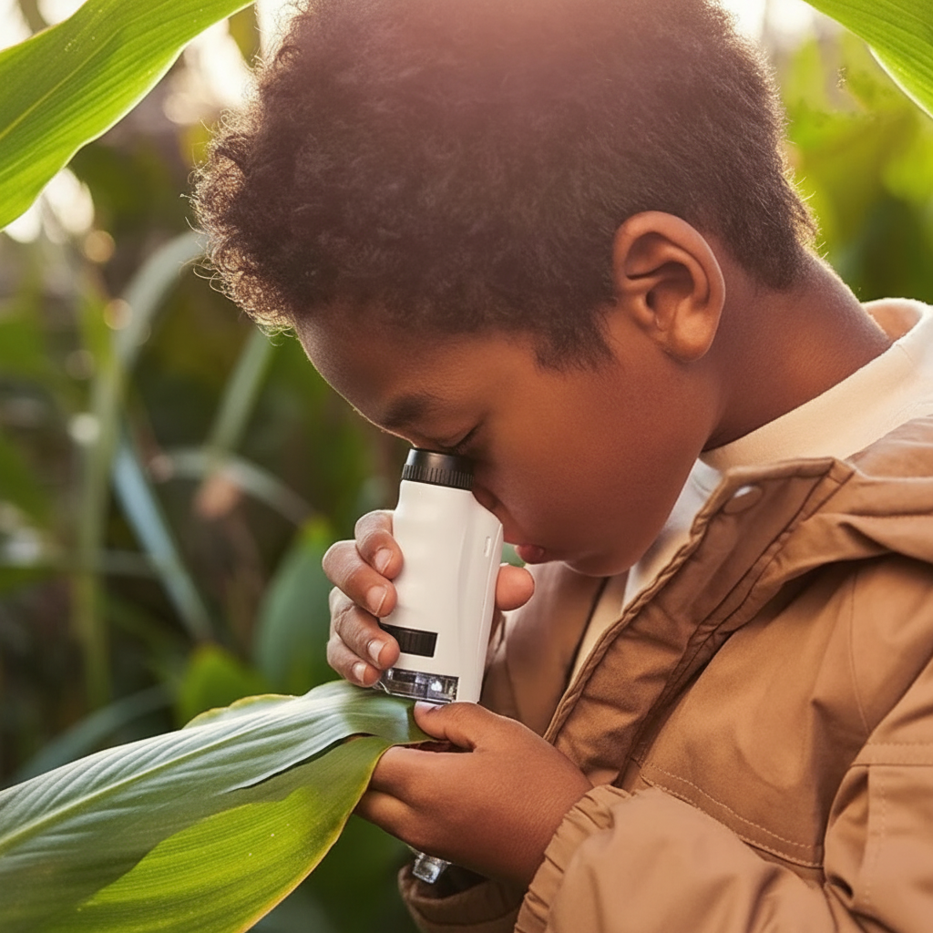 Portable Kids Pocket Microscope with Adjustable Zoom