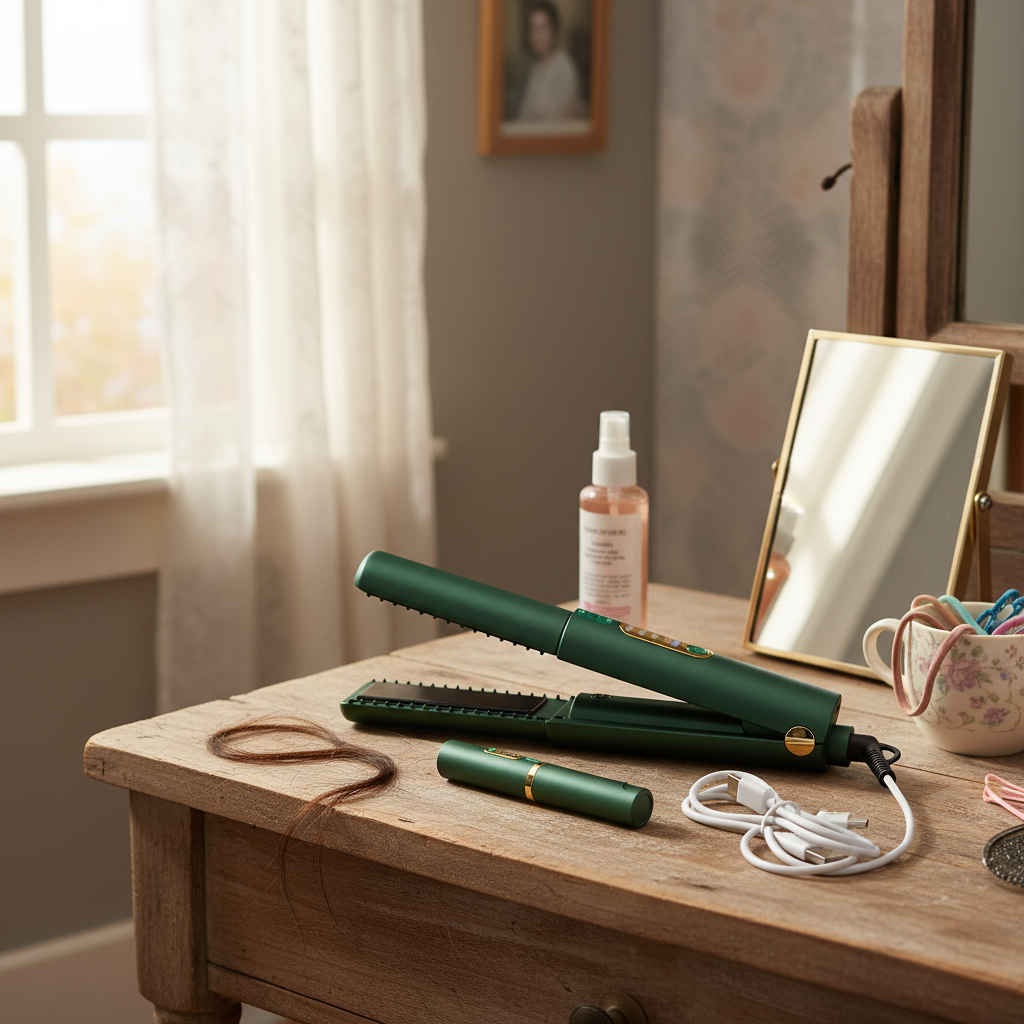 USB Travel Hair Iron - 2-in-1 Wireless Curling & Straightener