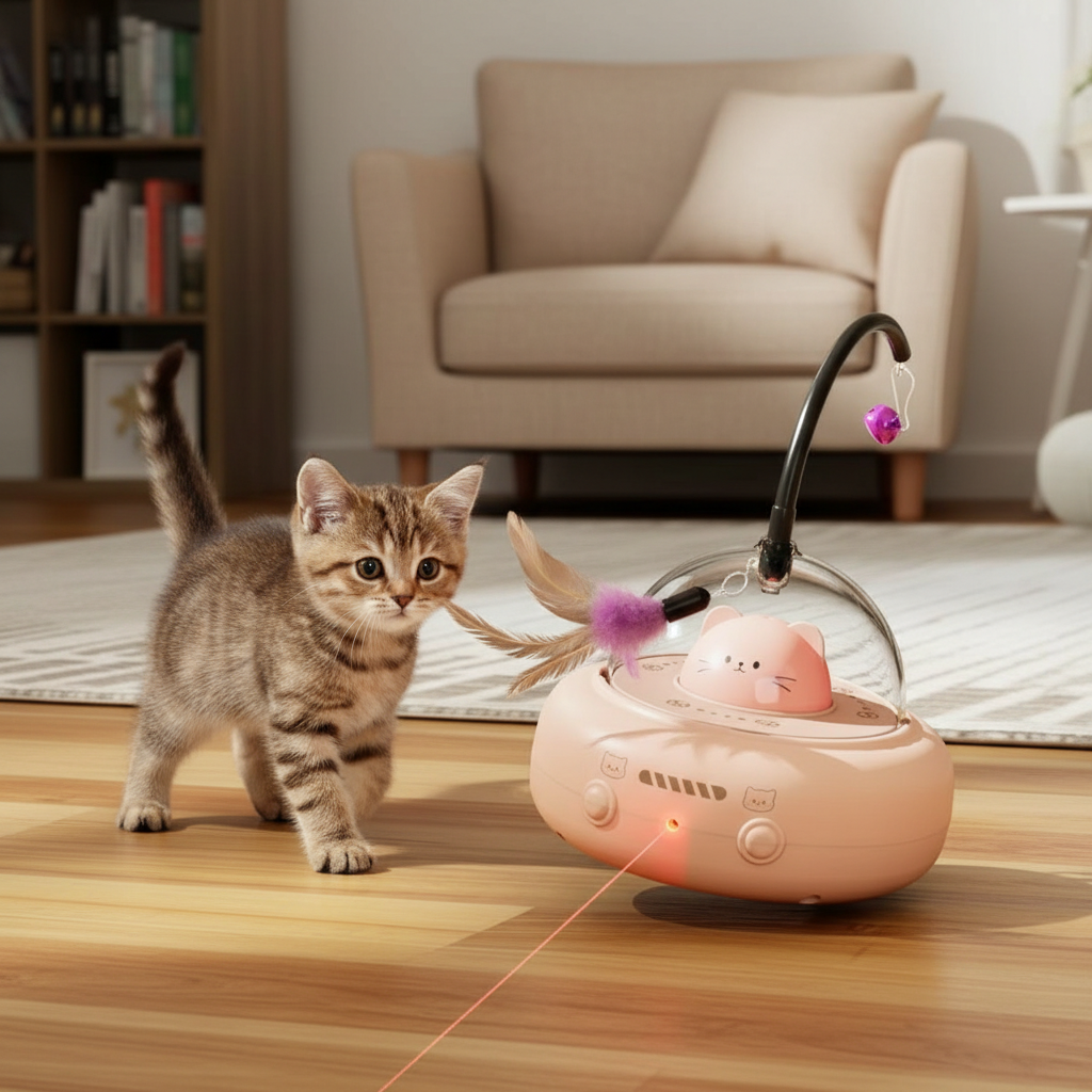 Smart Interactive Cat Toy with Laser & Lights