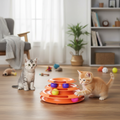 Interactive Cat Toy with Moving Balls & Tracks