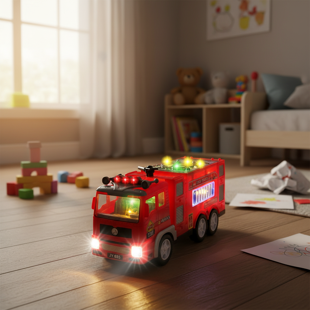 Electric Fire Truck Toy with Lights & Siren Sounds