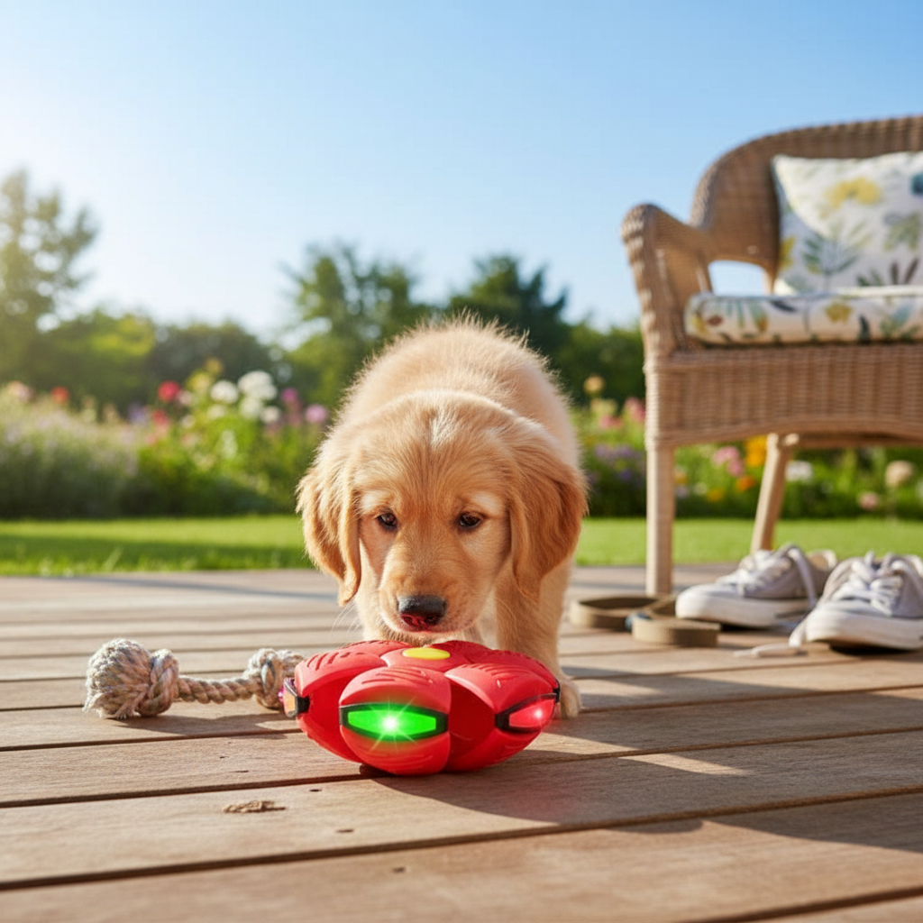 Flying Saucer Ball Dog Toy with LED Light