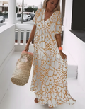 Short Sleeve Long Dress with Print | AtlasBay