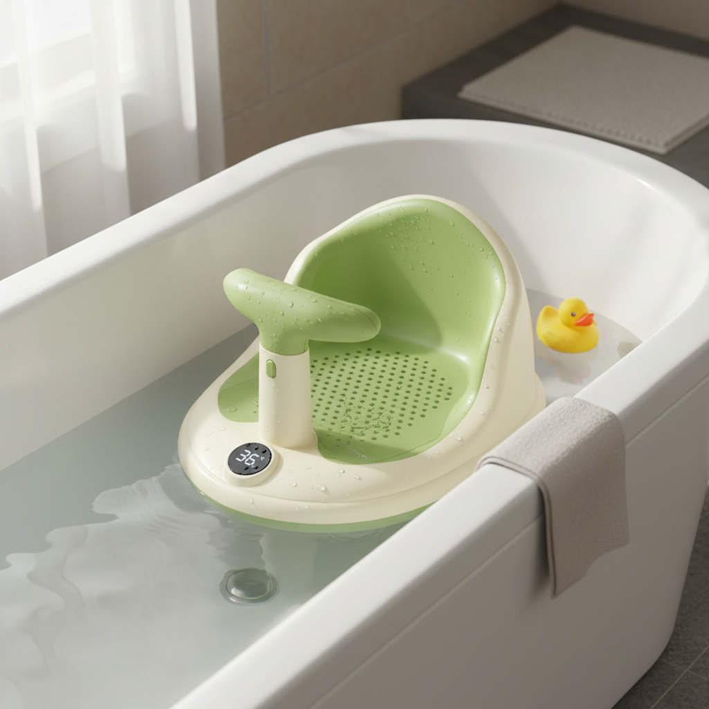 Baby Bath Seat with Thermometer & Suction Cups