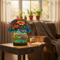 Stained Glass Plant Table Lamp - Handcrafted Design
