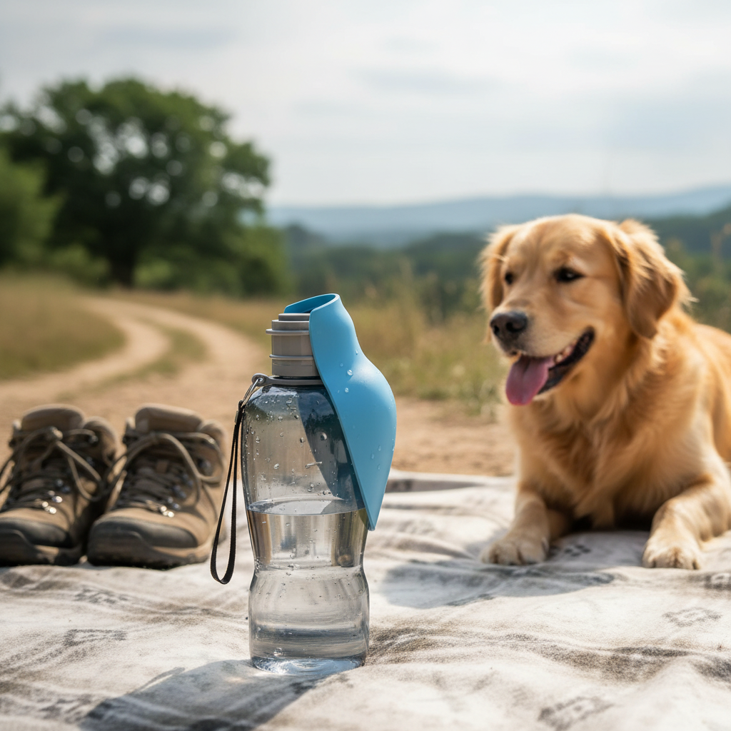 Dog Travel Water Bottle with Foldable Bowl - 27oz