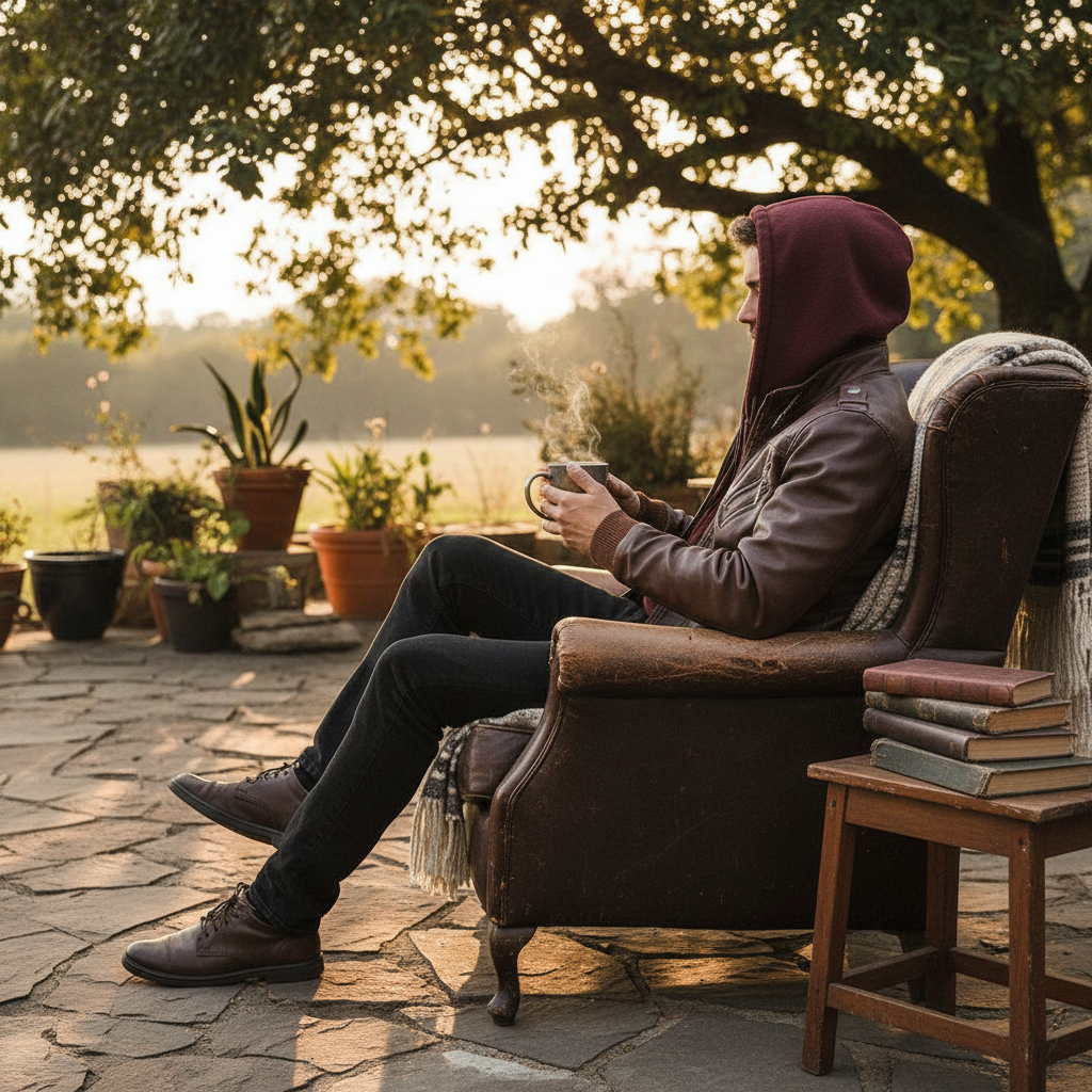 Men's Polyurethane Jacket with Removable Hood