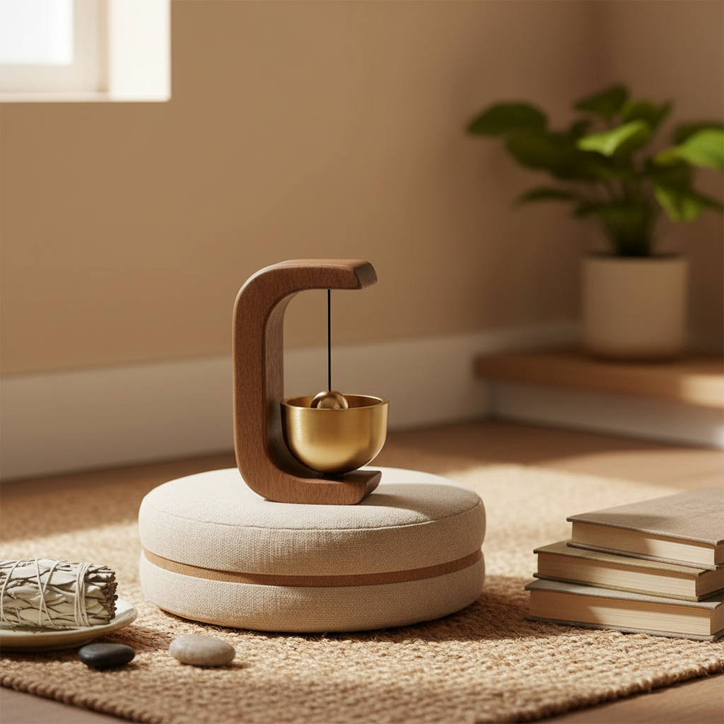 Wireless Door Chime – Brass Bell & Walnut Wood