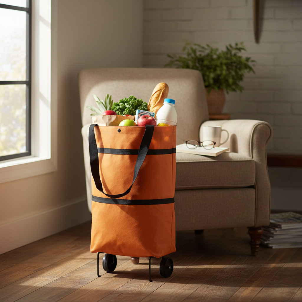 Foldable Shopping Cart with Wheels - 2-in-1 Design