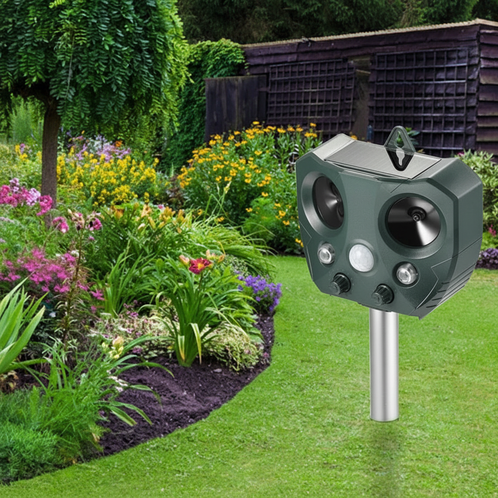 Solar Ultrasonic Animal Repeller with Motion Sensor