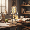 Vintage Metal Microphone Robot Guitar Lamp