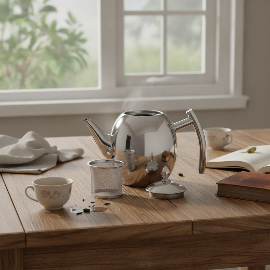 Stainless Steel Teapot with Built-in Strainer