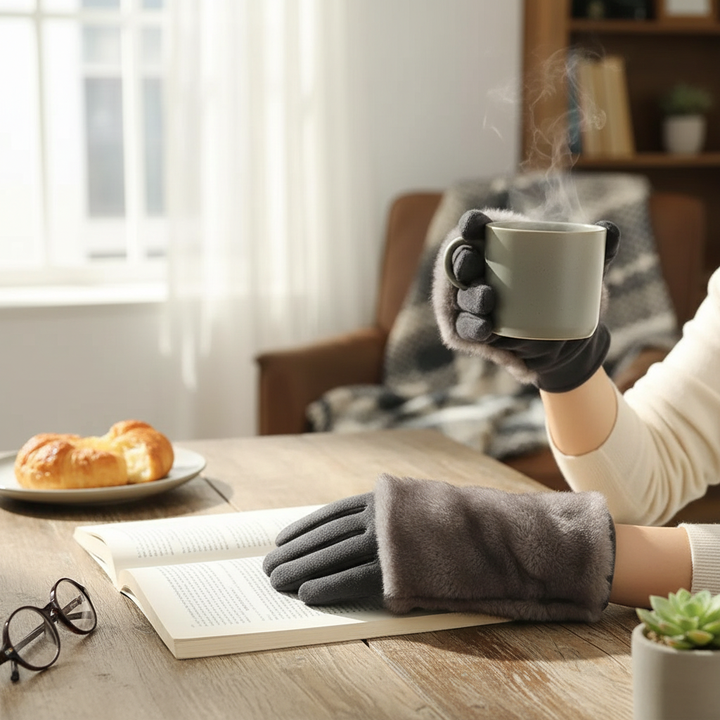 Suede Rabbit Fur Touchscreen Winter Gloves