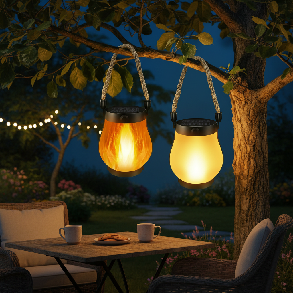 Solar Flame Lantern for Porch & Patio