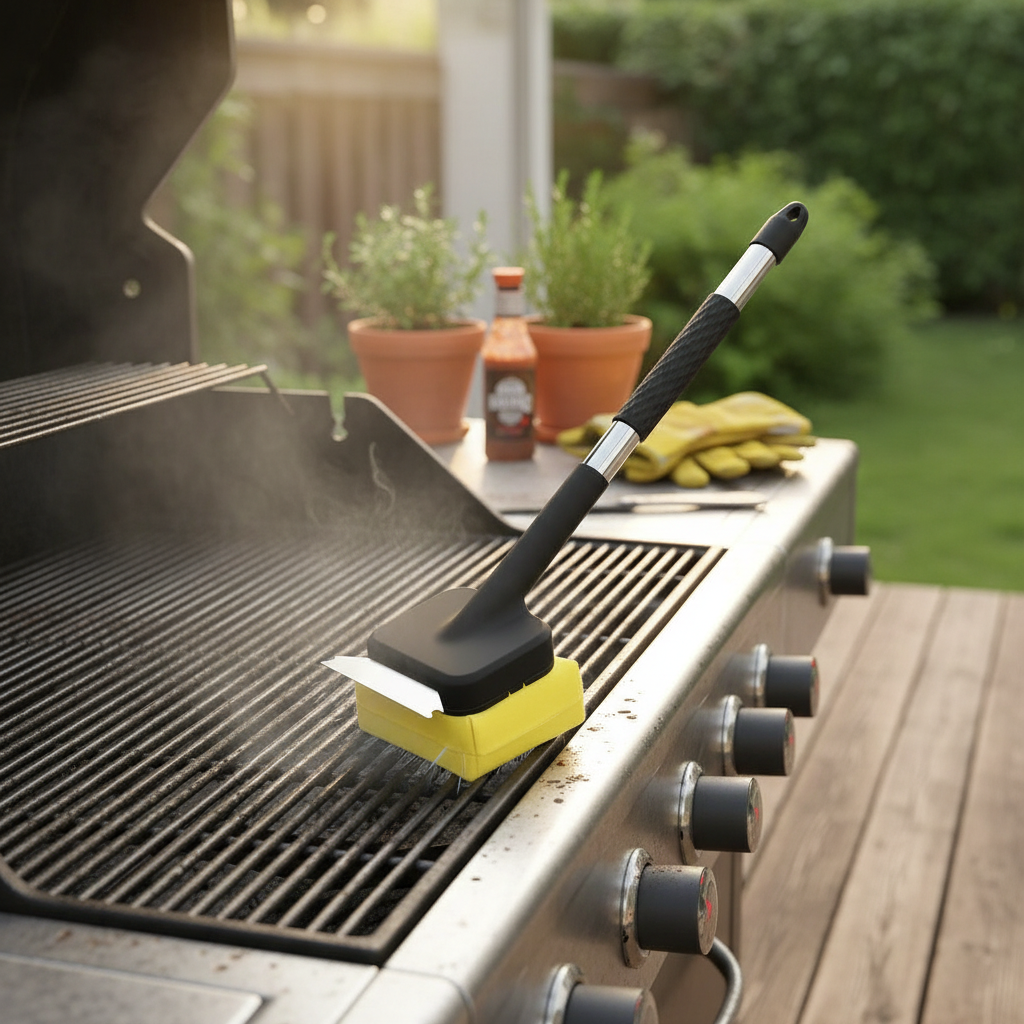 Grill Brush with Steam Cleaner and Scraper