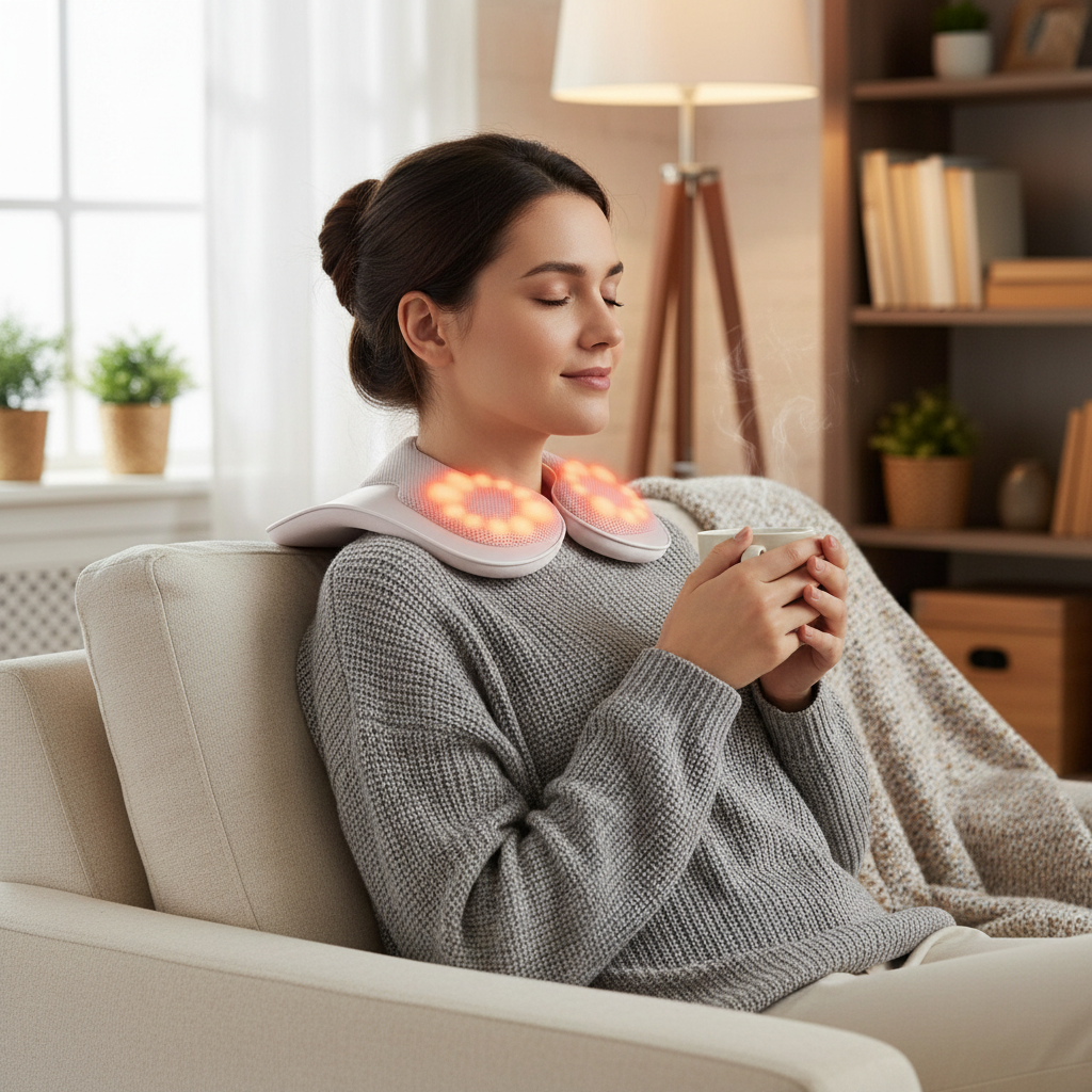 Neck Massager Pillow with Heat & Red Light Therapy