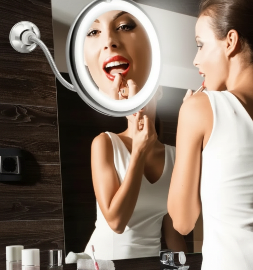 10X Magnifying LED Makeup Mirror with Flexible Gooseneck