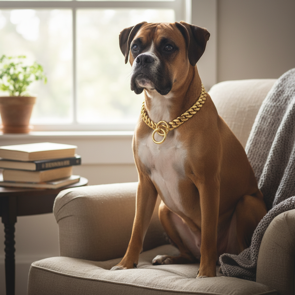 Heavy-Duty Dog Collar - Solid Steel Links