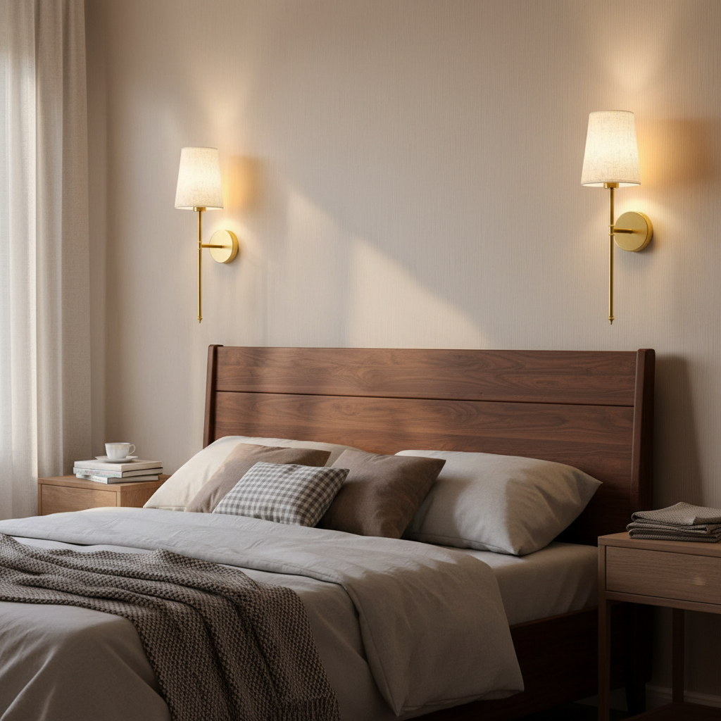Wireless Fabric Wall Light Set of 2 + 2 Free Bulbs