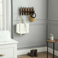 Natural Wood Flip-Down Coat Hooks Wall Mount