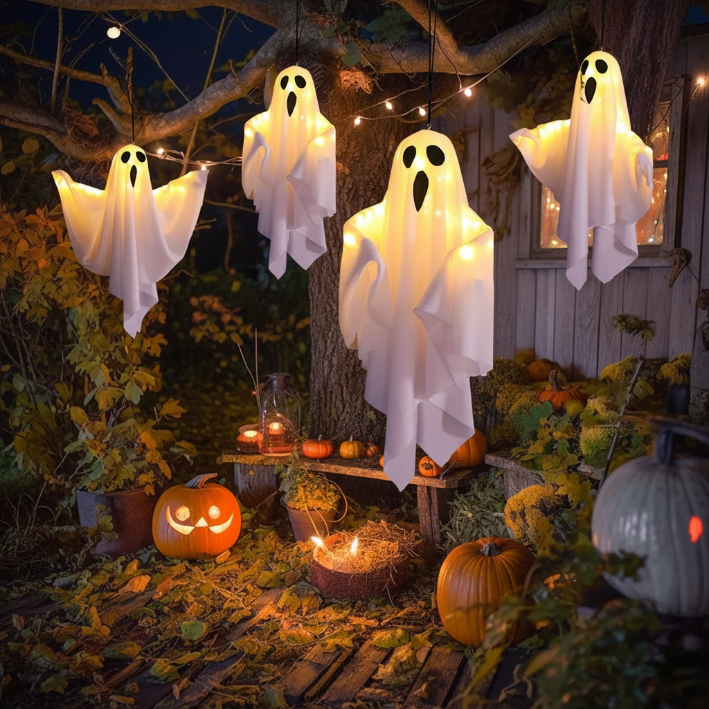 Hanging Lighted Ghost Halloween Decoration