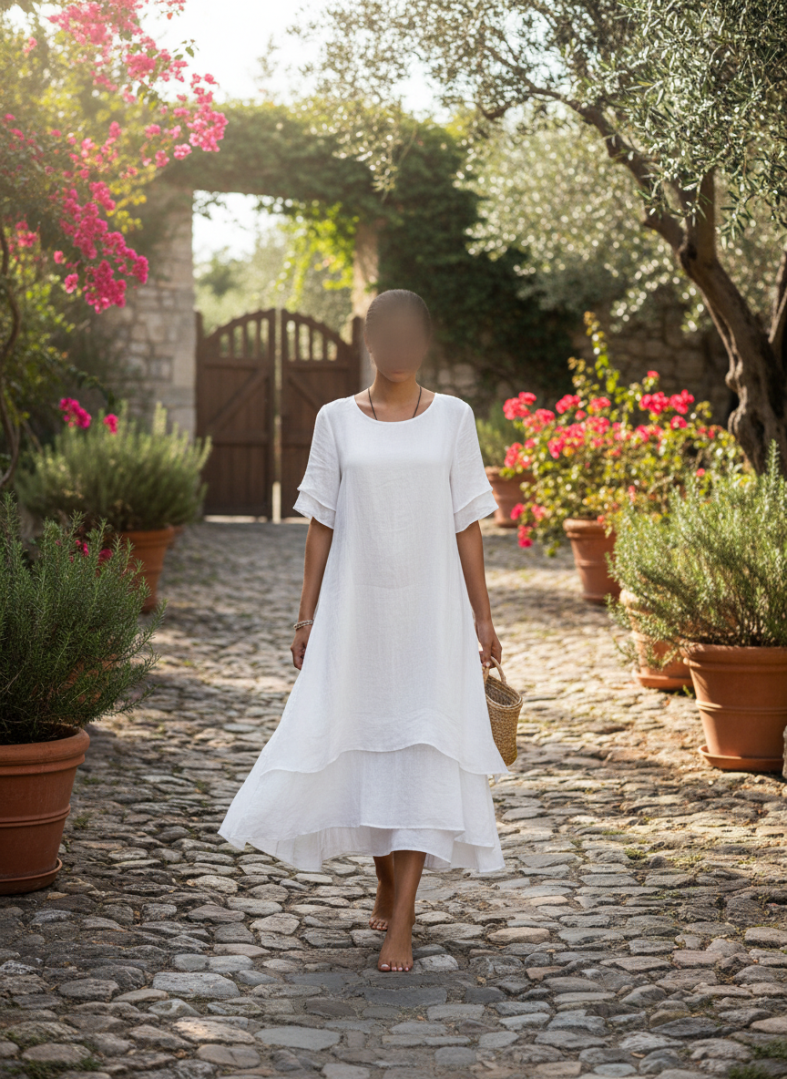 Double Layer Cotton Linen Women's Top