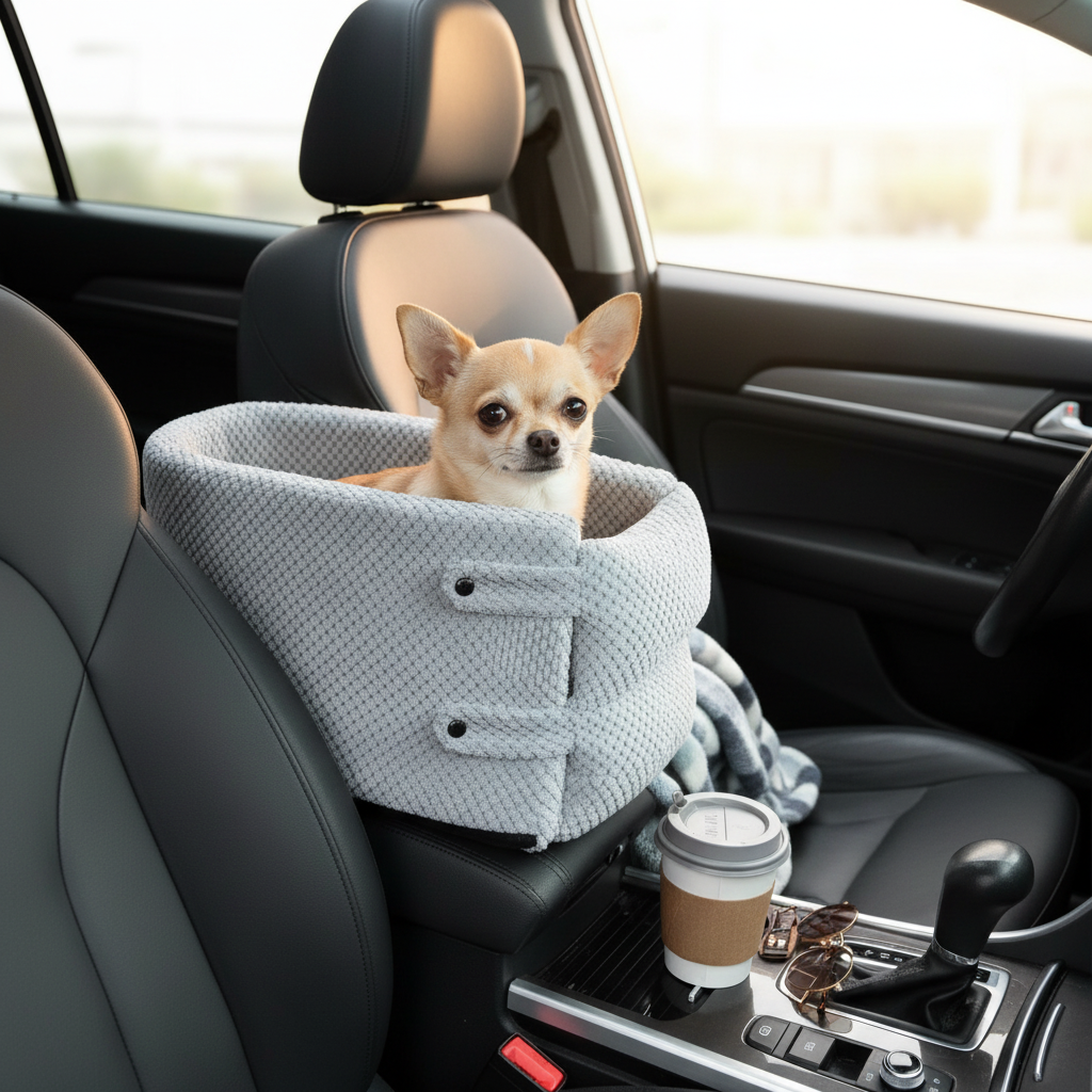 Small Dog & Cat Car Seat - Center Console Pet Carrier