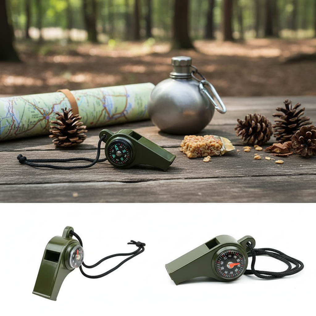 Emergency Whistle with Compass & Thermometer