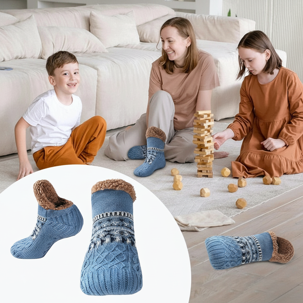 Knitted Slipper Socks with Fleece Lining