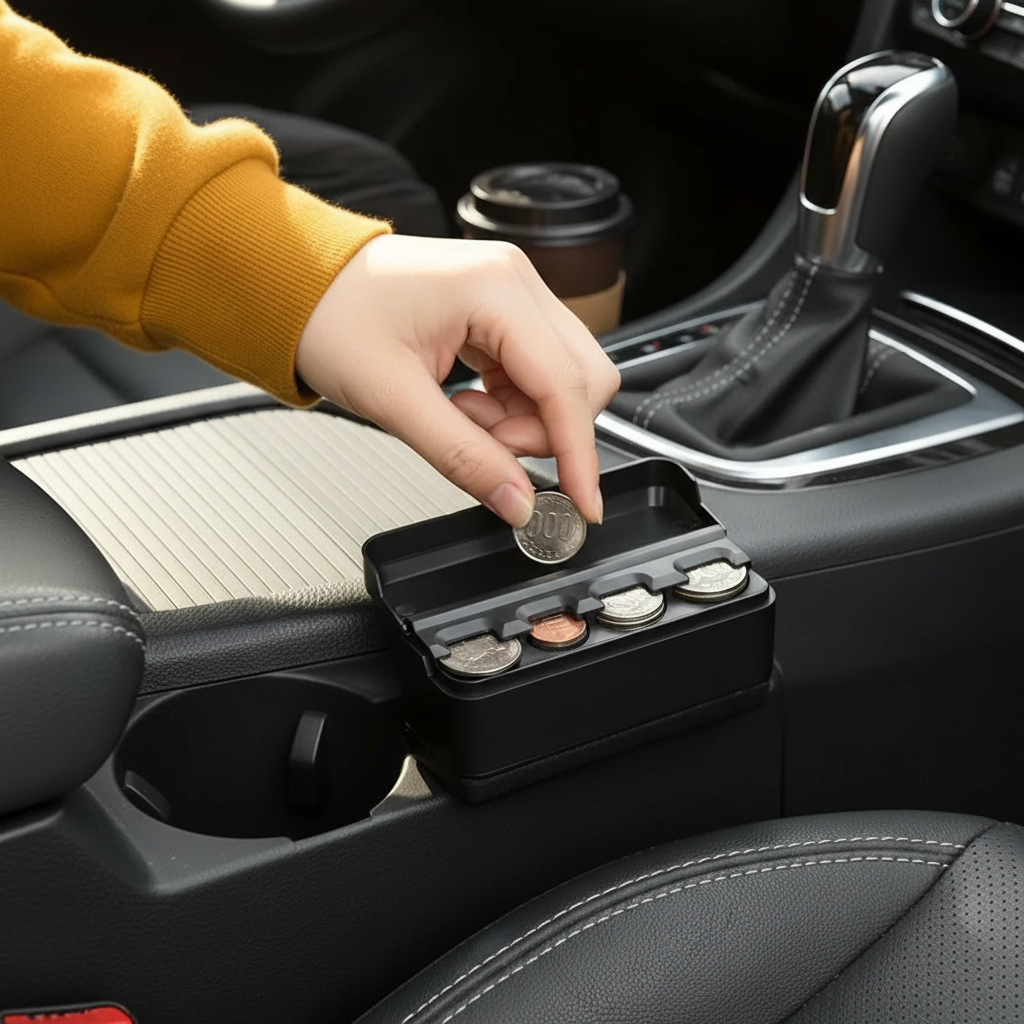 Car Coin Holder for Cup Holders & Consoles