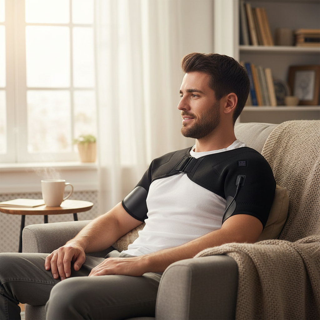 Heat Therapy Shoulder Brace with Adjustable Wrap