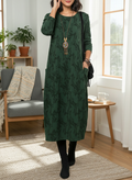 Women's Casual Winter Dress - Warm Round Neckline
