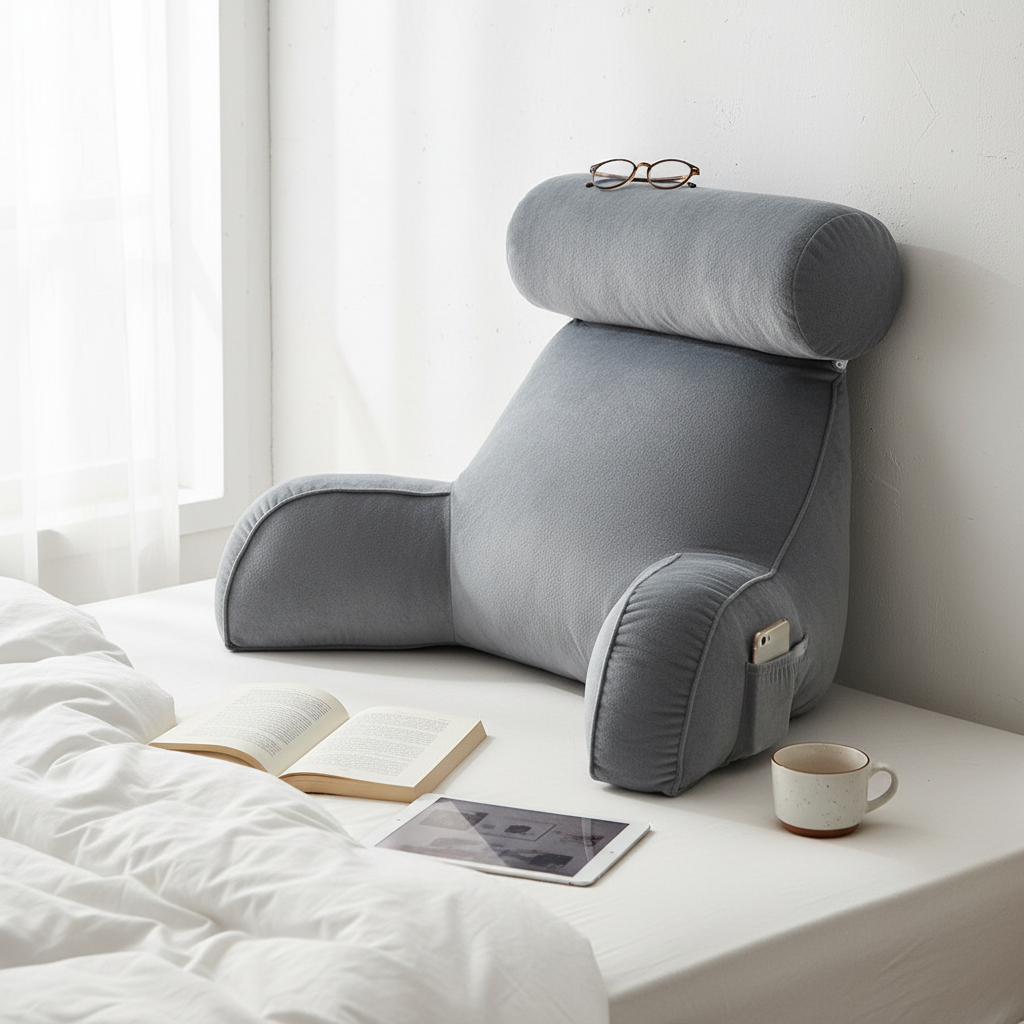 Backrest Pillow with Arms & Adjustable Headrest