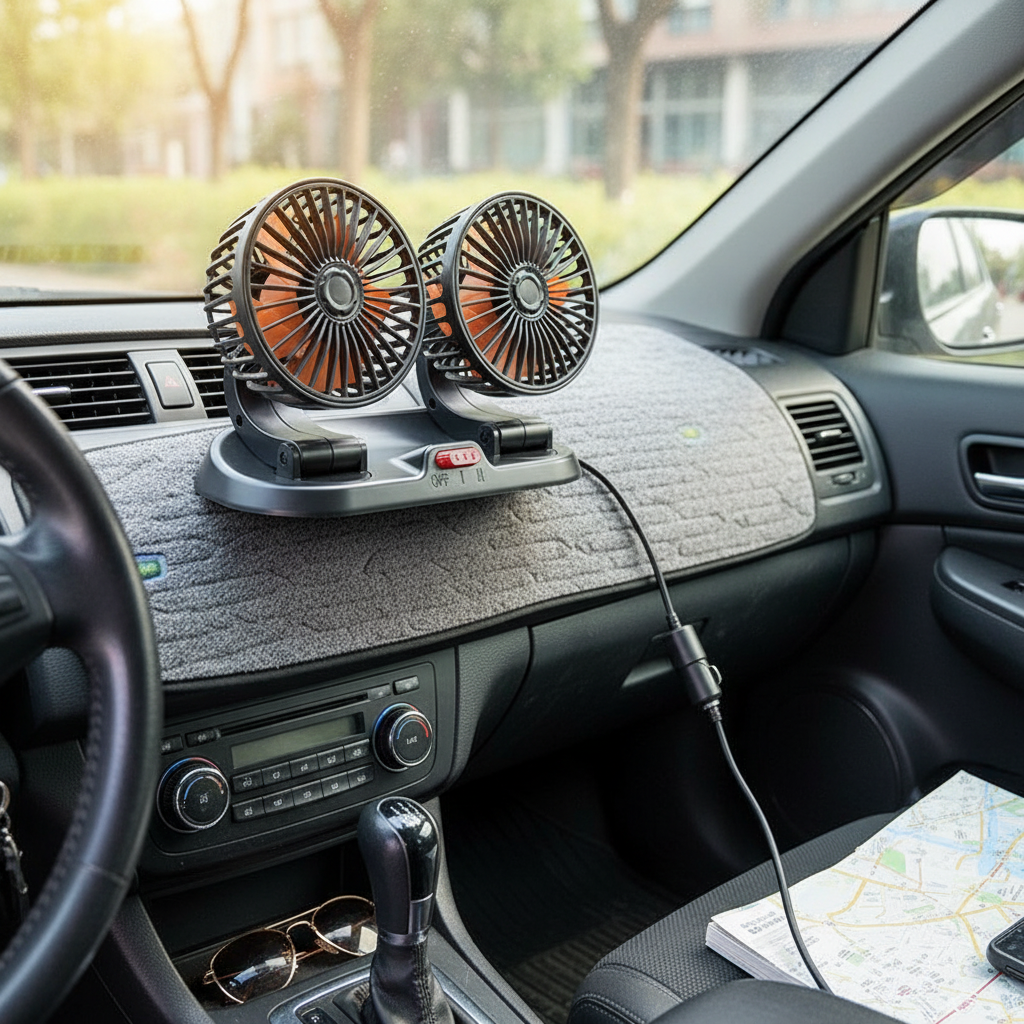 Car Cooling Fan with 360° Rotation & Dual Speed