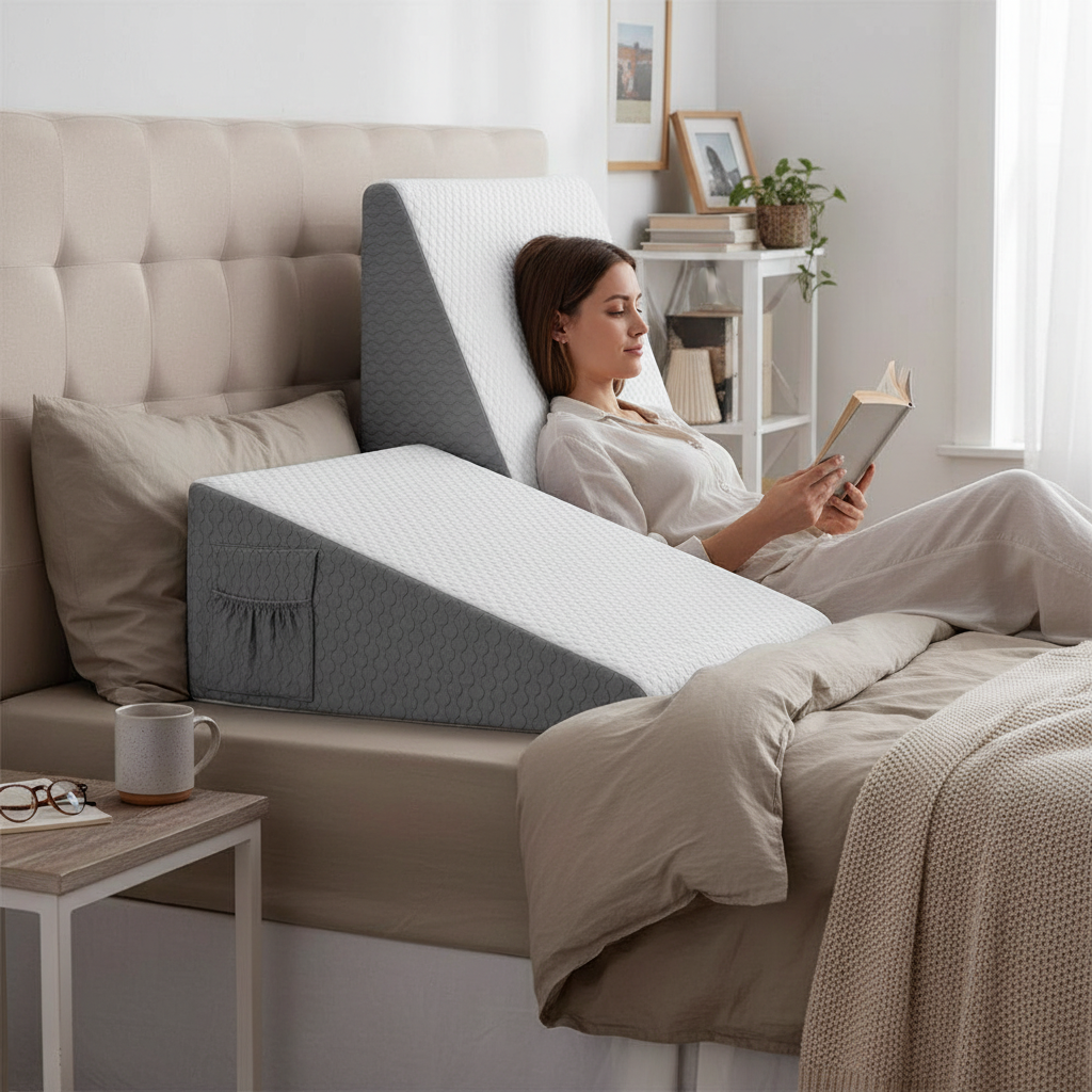 Memory Foam Wedge Pillow with Pockets
