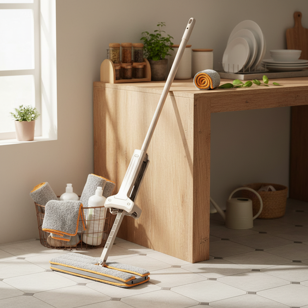 Self-Wringing Microfiber Mop & Broom with 360° Spin