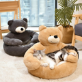Bear Shaped Plush Dog Bed - Cozy Winter Pet Bed