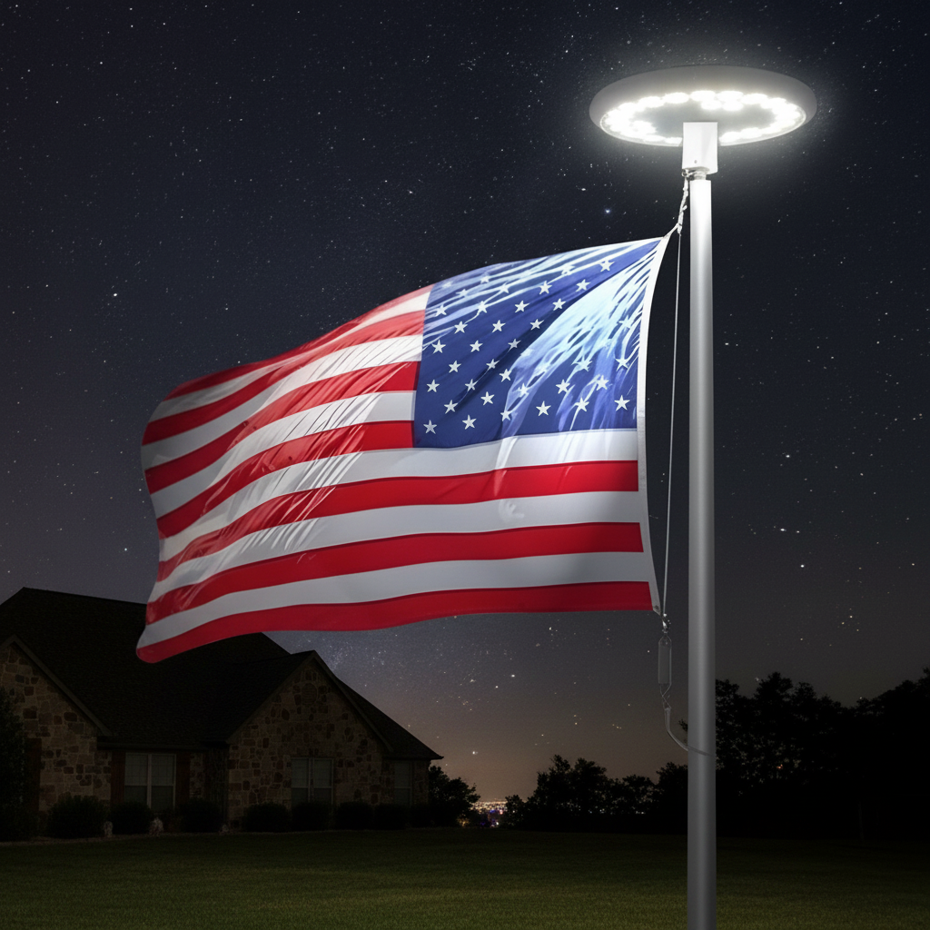Solar Flagpole Light - 700 Lumen LED Flag Lighting